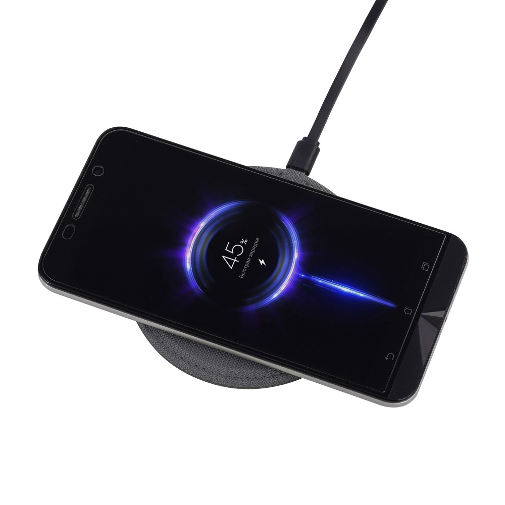 Настольное беспроводное зарядное устройство "Cool Gray", переработанный пластик (RPET) - 2