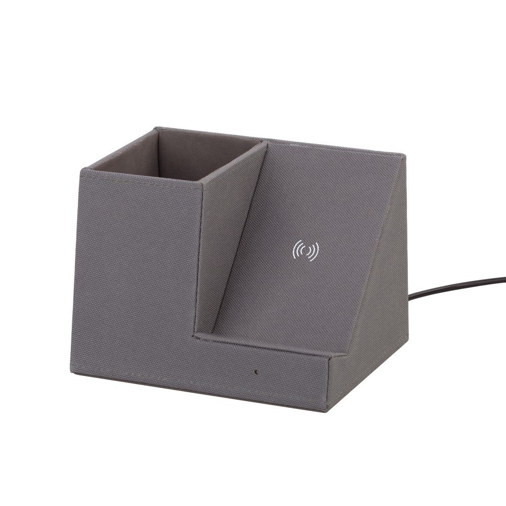 Карандашница "Cool Gray" с беспроводным зарядным устройством, переработанный пластик (RPET) - 3