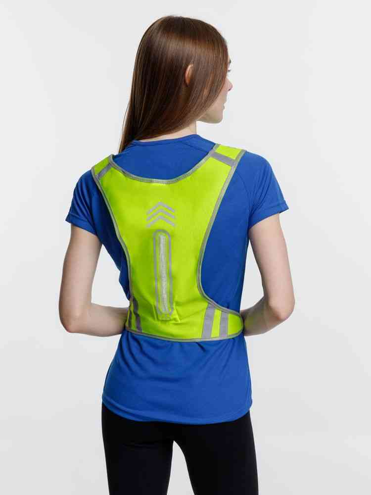 Светоотражающий жилет для бега с маячком Flash, желтый неон - 10