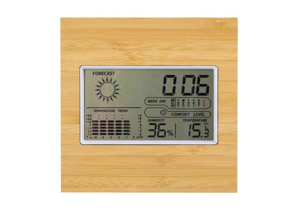 Бамбуковая метеостанция с часами Moscow Heat - 2