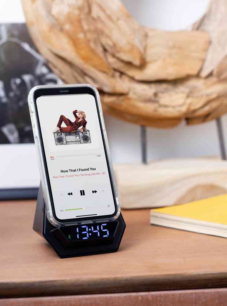 Настольная Bluetooth колонка (3Вт) "Smart Pyramid" с часами и беспроводным (15W) зарядным устройством, с подсветкой логотипа - 8