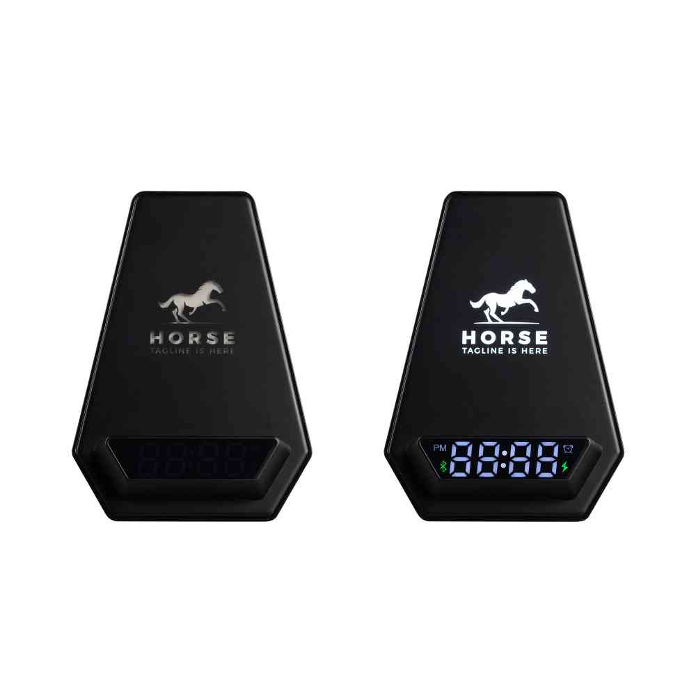 Настольная Bluetooth колонка (3Вт) "Smart Pyramid" с часами и беспроводным (15W) зарядным устройством, с подсветкой логотипа - 5