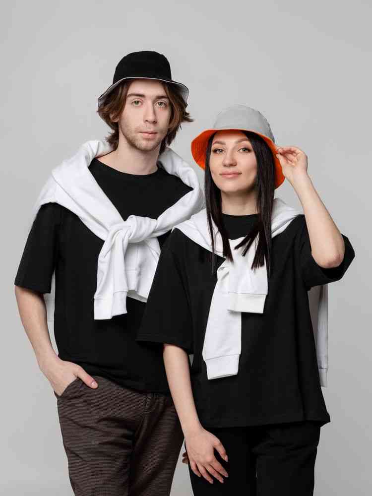 Панама Summer двусторонняя, черная с серым - 7