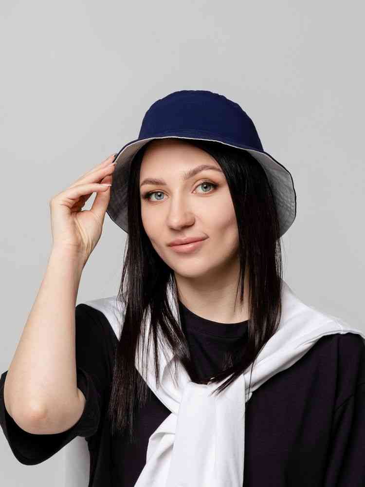 Панама Summer двусторонняя, синяя с серым - 6