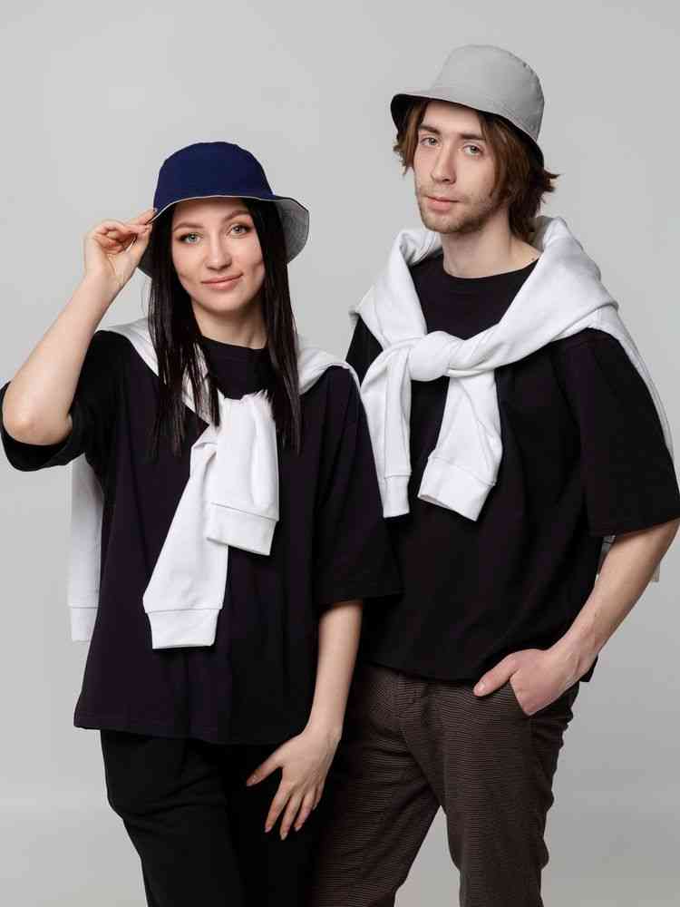 Панама Summer двусторонняя, синяя с серым - 7