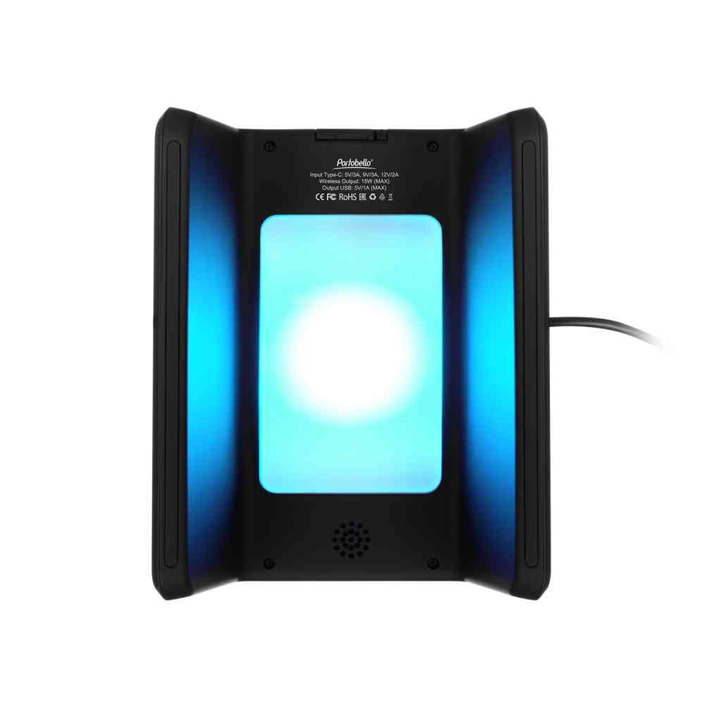 Настольные часы с подсветкой и беспроводной зарядкой 15W Flame, черные - 5