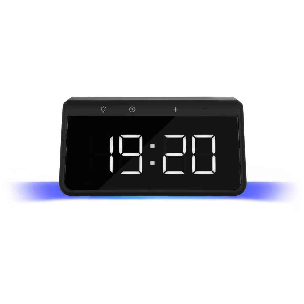 Настольные часы с подсветкой и беспроводной зарядкой 15W Flame, черные - 6