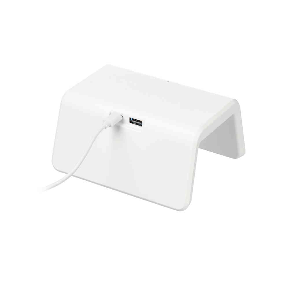 Настольные часы с подсветкой и беспроводной зарядкой 15W Flame, белые - 3