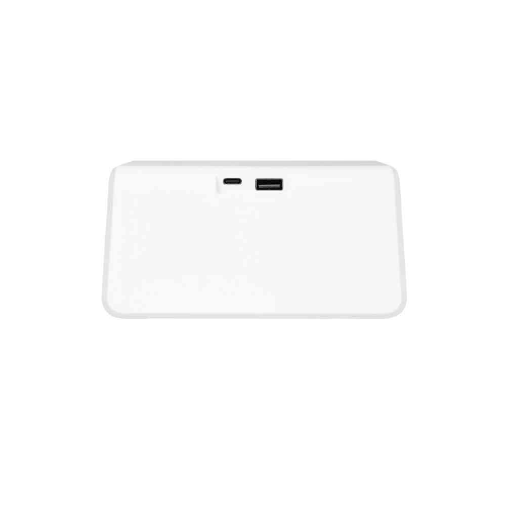 Настольные часы с подсветкой и беспроводной зарядкой 15W Flame, белые - 7