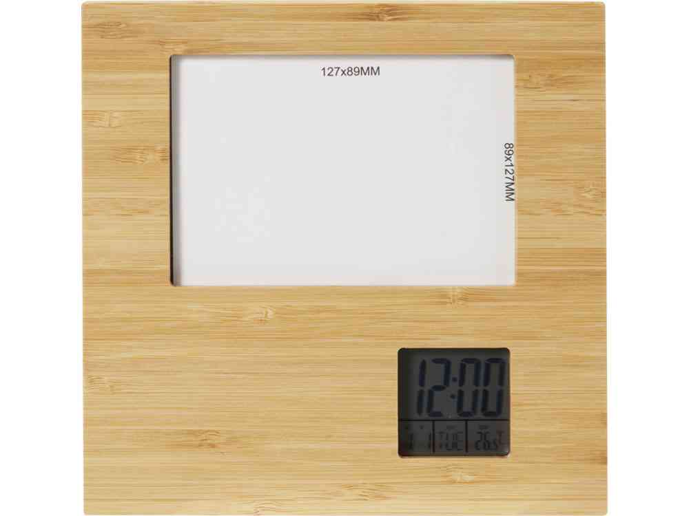 Бамбуковая фоторамка Sasa с метеостанцией - 2