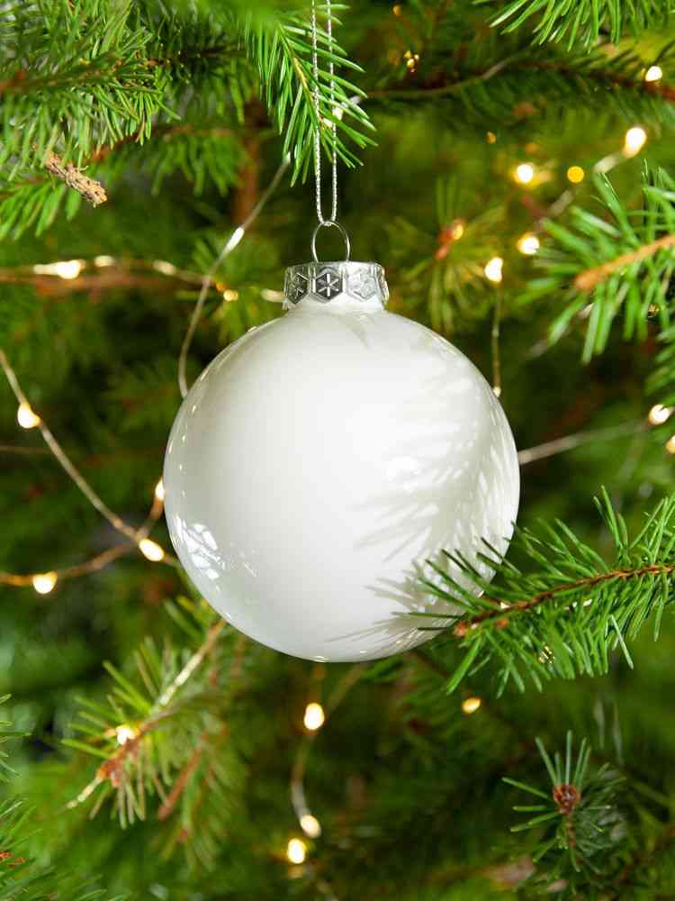 Елочный шар Finery Gloss, 8 см, глянцевый белый - 6