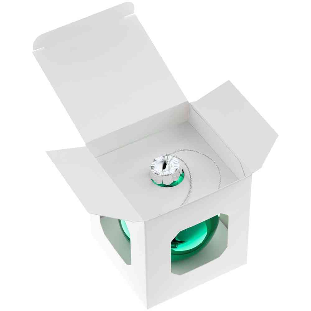 Елочный шар Finery Gloss, 8 см, глянцевый зеленый - 3