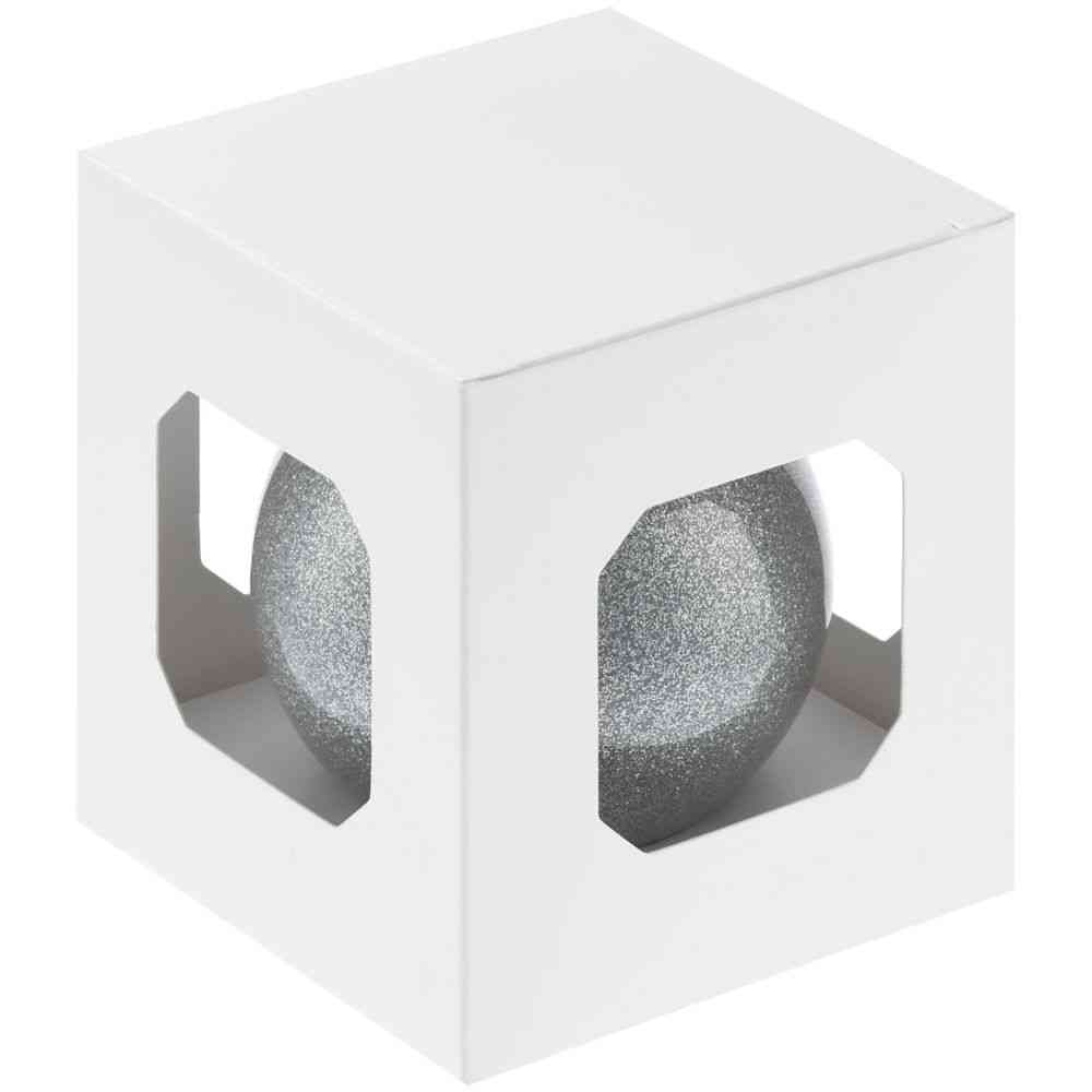 Елочный шар Finery Shine, 8 см, глянцевый серебристый с глиттером - 2