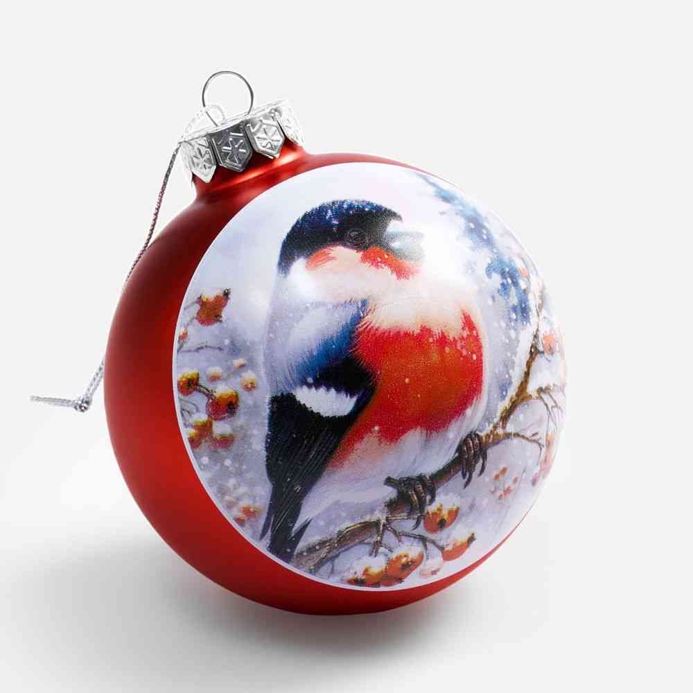 Елочный шар Finery Matt, 8 см, матовый красный - 6