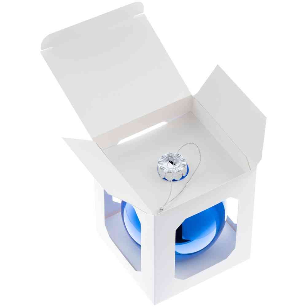 Елочный шар Finery Gloss, 10 см, глянцевый синий - 4