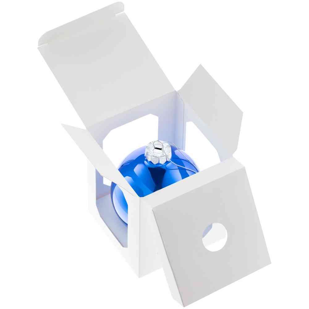 Елочный шар Finery Gloss, 10 см, глянцевый синий - 5