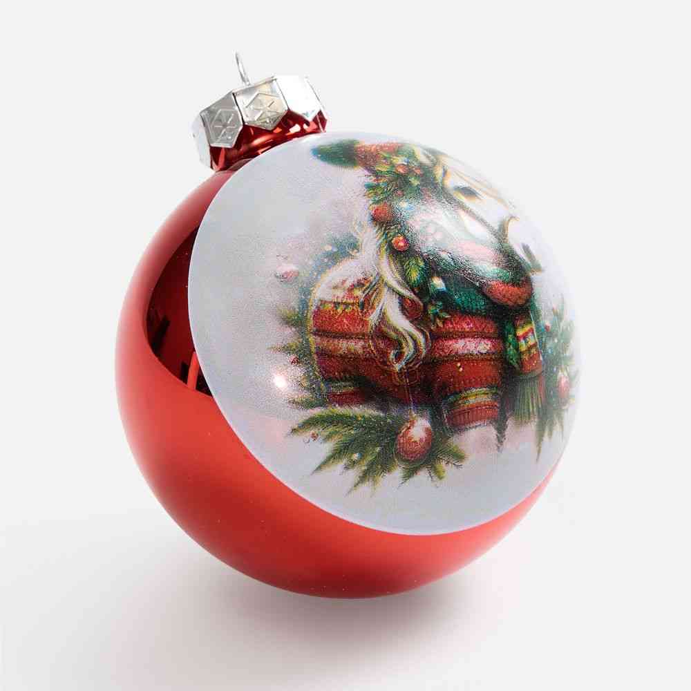 Елочный шар Finery Gloss, 10 см, глянцевый красный - 7