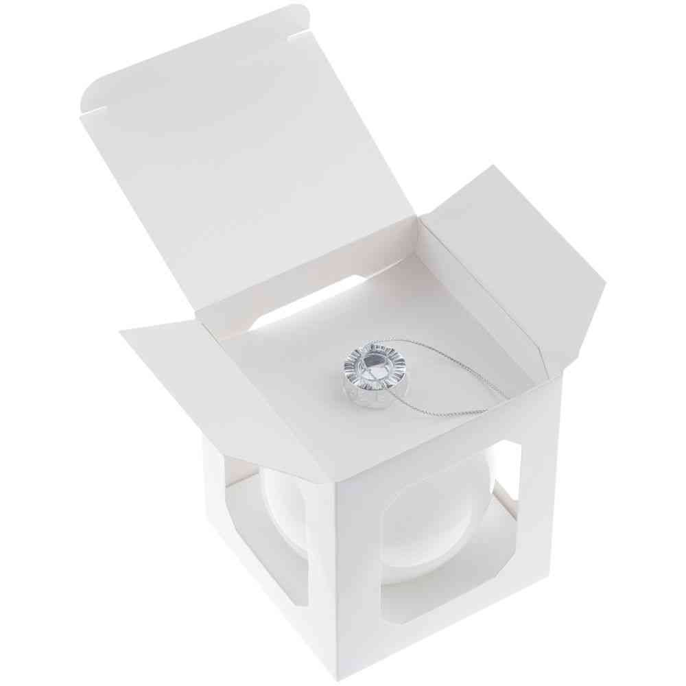 Елочный шар Finery Gloss, 10 см, глянцевый белый - 4