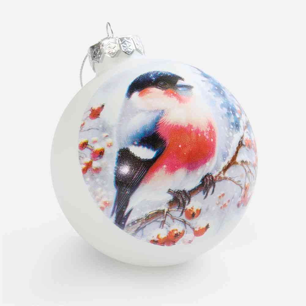 Елочный шар Finery Matt, 10 см, матовый белый - 7