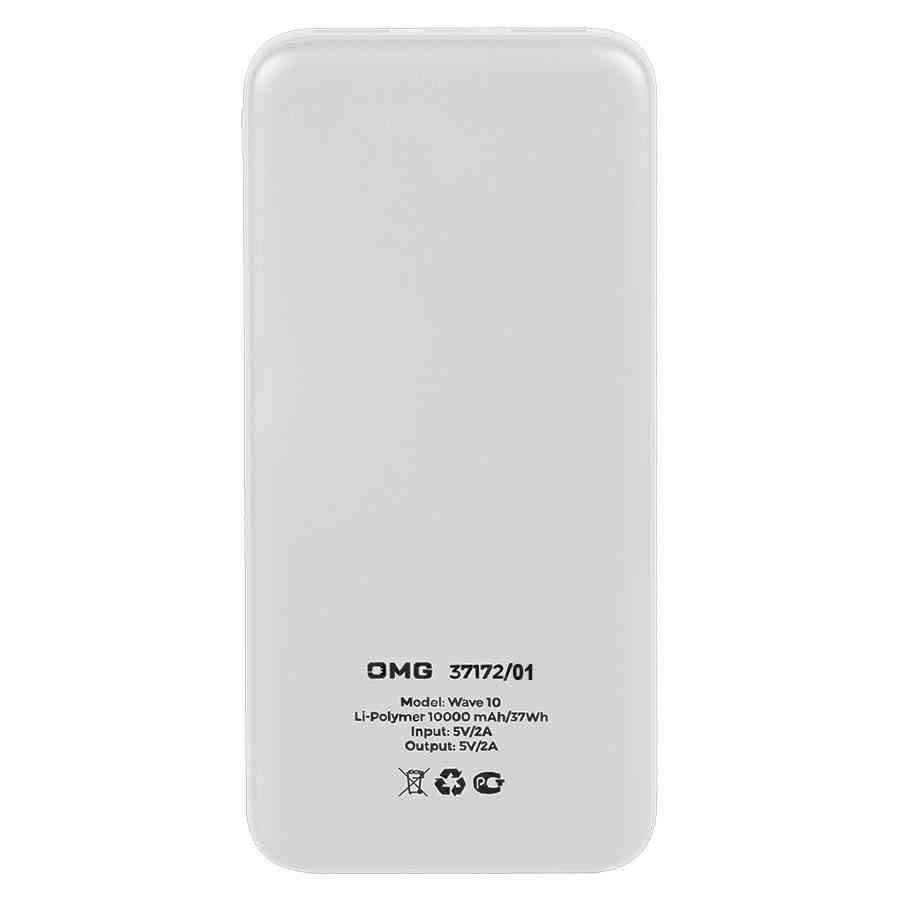 Универсальный аккумулятор Wave 10 (10000 мАч), белый, 14,9х6.7х1,6 см - 3