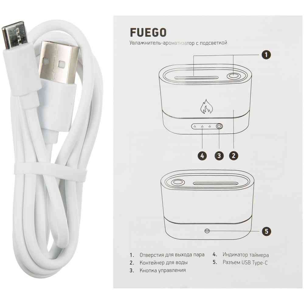 Увлажнитель-ароматизатор с имитацией пламени Fuego, белый - 9