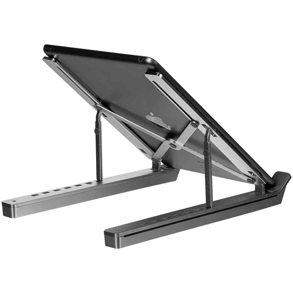 Подставка для ноутбука с USB-хабом Scaffold Hub, серебристый металлик - 7