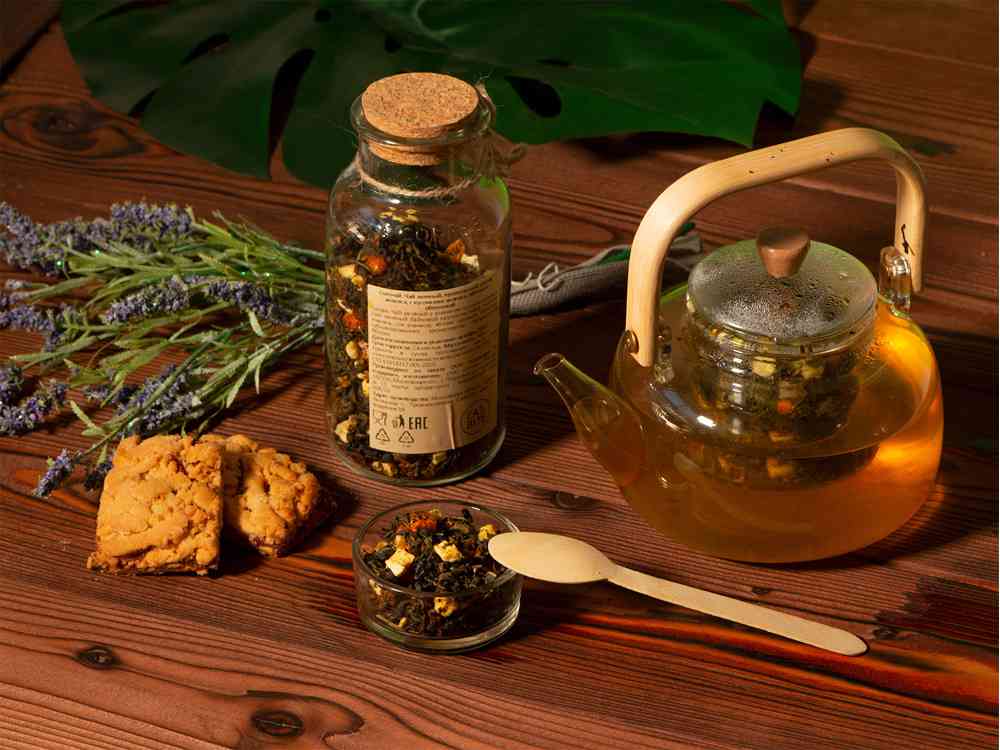 Чай зеленый, с соком ананаса и кусочками яблока/облепихи - 4