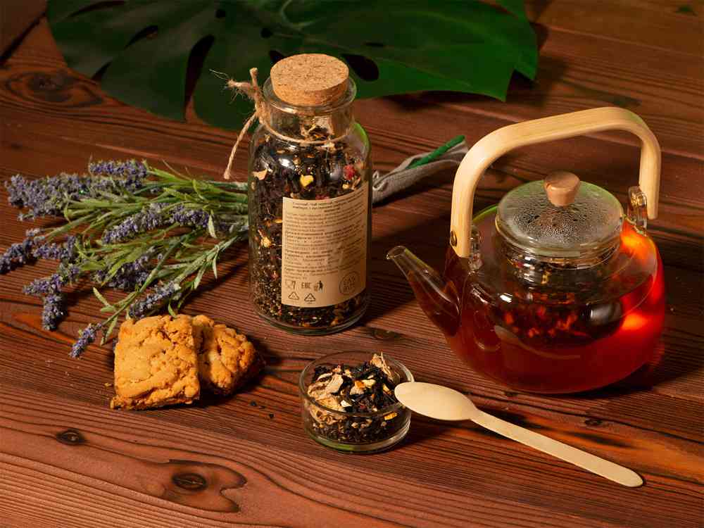 Чай черный, с соком имбиря, кусочками апельсина и малины - 4