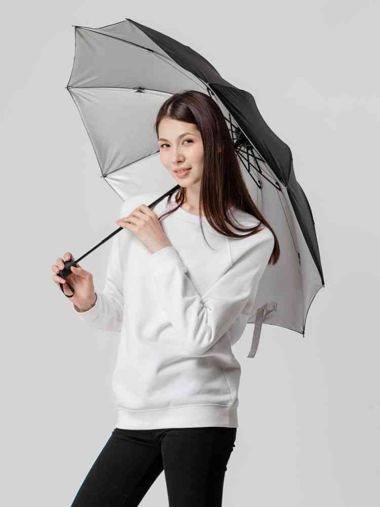 Зонт наоборот складной Stardome, красный с серебристым - 6