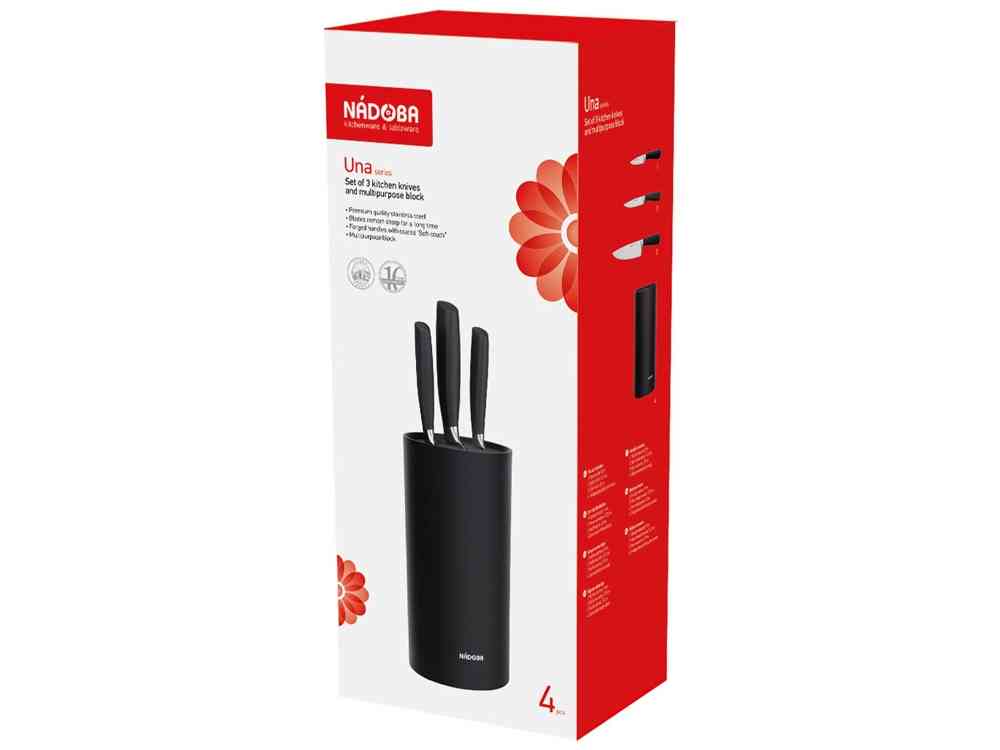 Набор из 3 кухонных ножей в универсальном блоке UNA - 8
