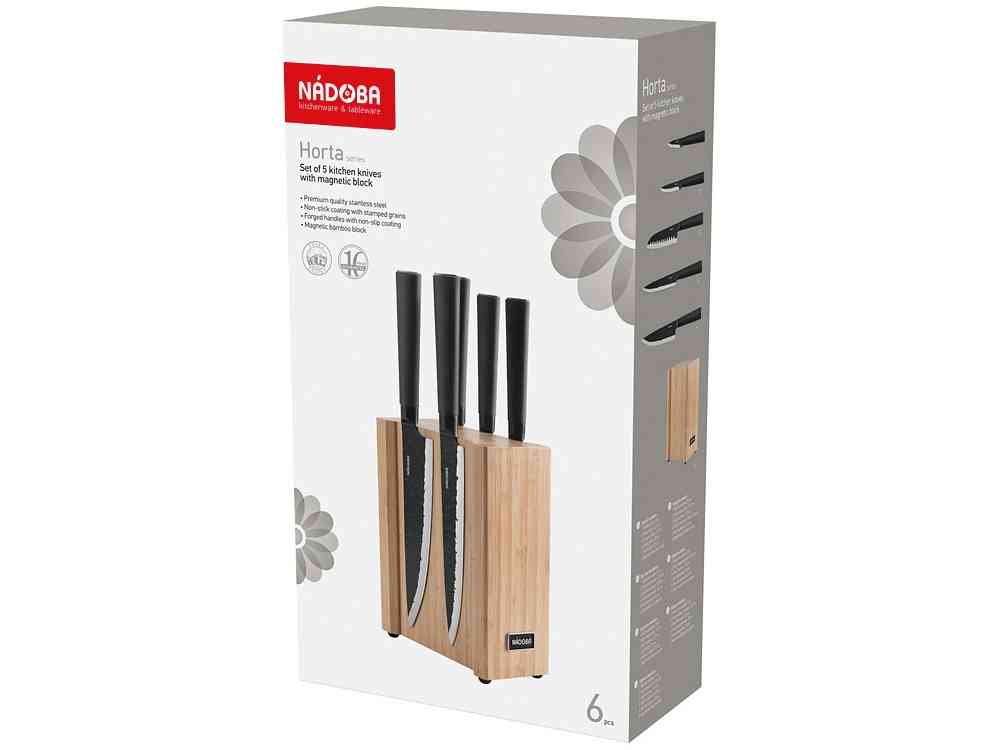 Набор из 5 кухонных ножей на магнитном блоке HORT - 2