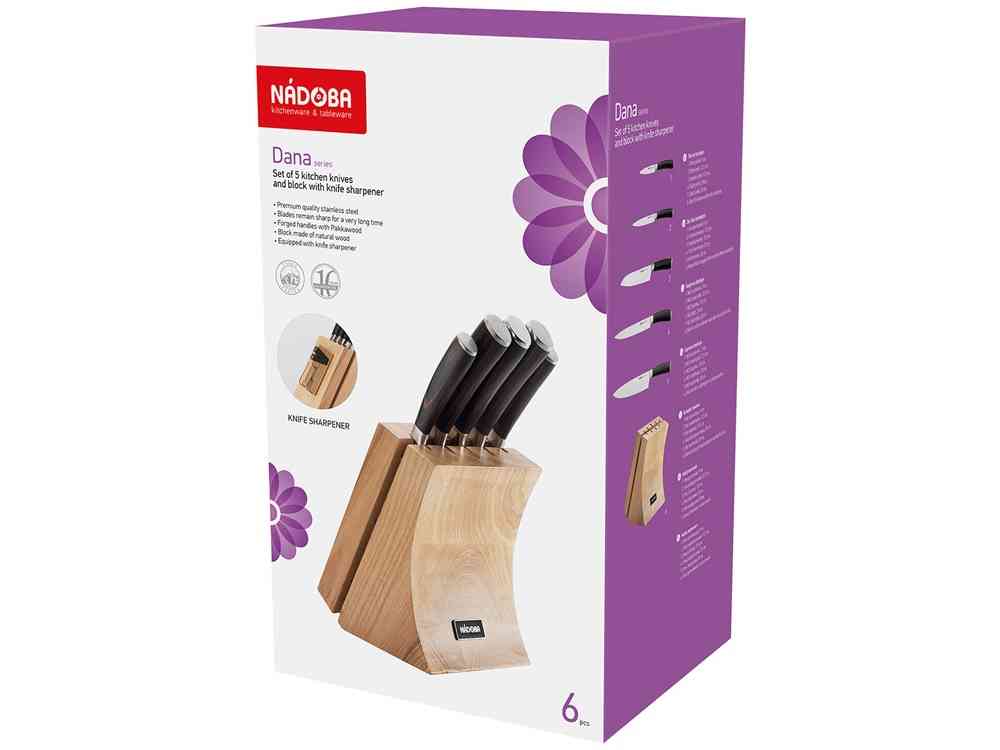 Набор из 5 кухонных ножей и блока для ножей с ножеточкой DANA - 7