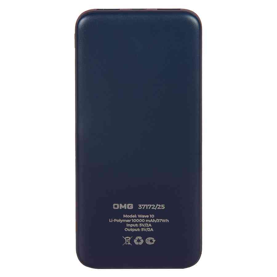 Универсальный аккумулятор Wave 10 (10000 мАч), синий, 14,9х6.7х1,6 см - 3