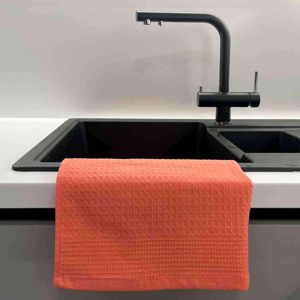 Полотенце вафельное «Деметра», малое, оранжевое (грейпфрут) - 5