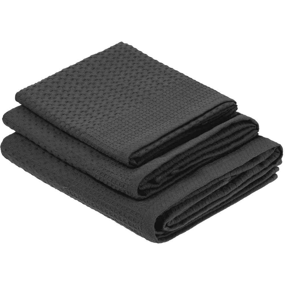 Полотенце вафельное «Деметра», малое, темно-серое - 4