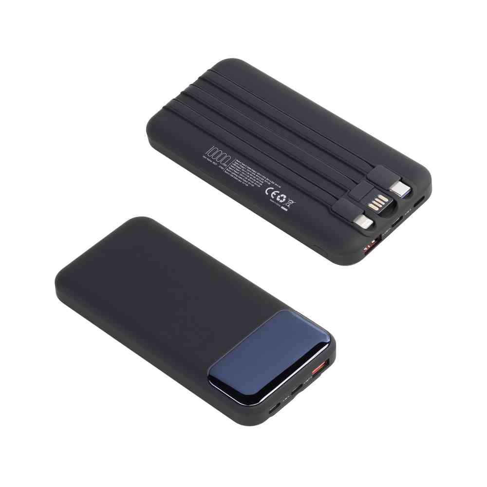 Зарядное (22.5W) устройство "Grade SOFTTOUCH" 10000 mAh с подсветкой логотипа, встроенными кабелями и цифровым индикатором заряда - 7