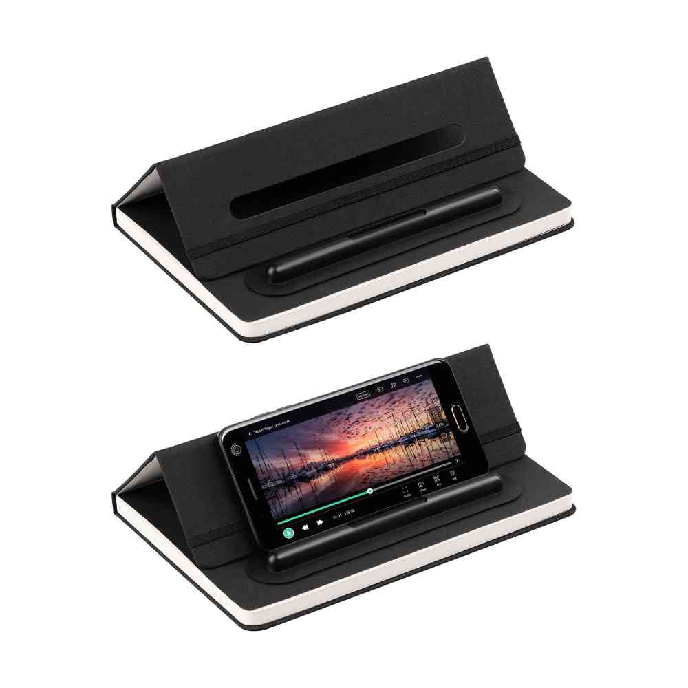 Блокнот "Prime" с ручкой и вечным карандашом в пенале, с подставкой под смартфон - 4