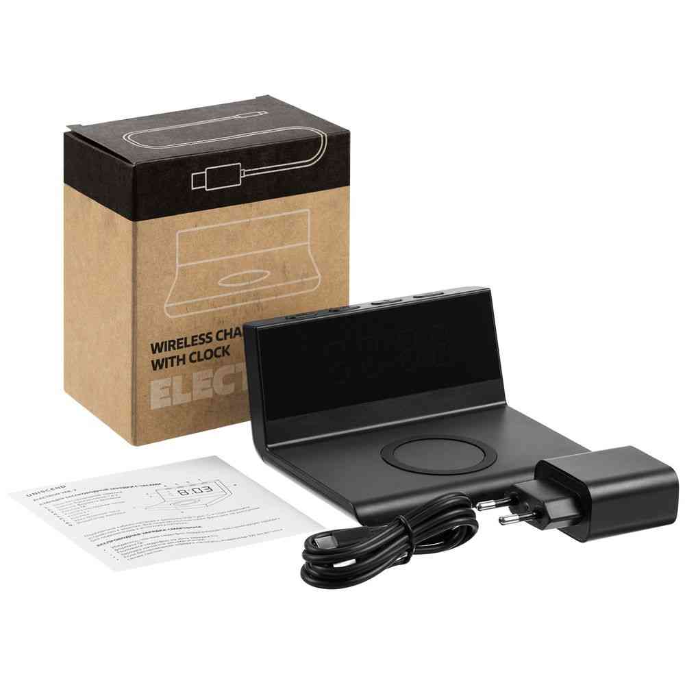 Станция беспроводной зарядки с часами Electron, ver.2, черная - 11