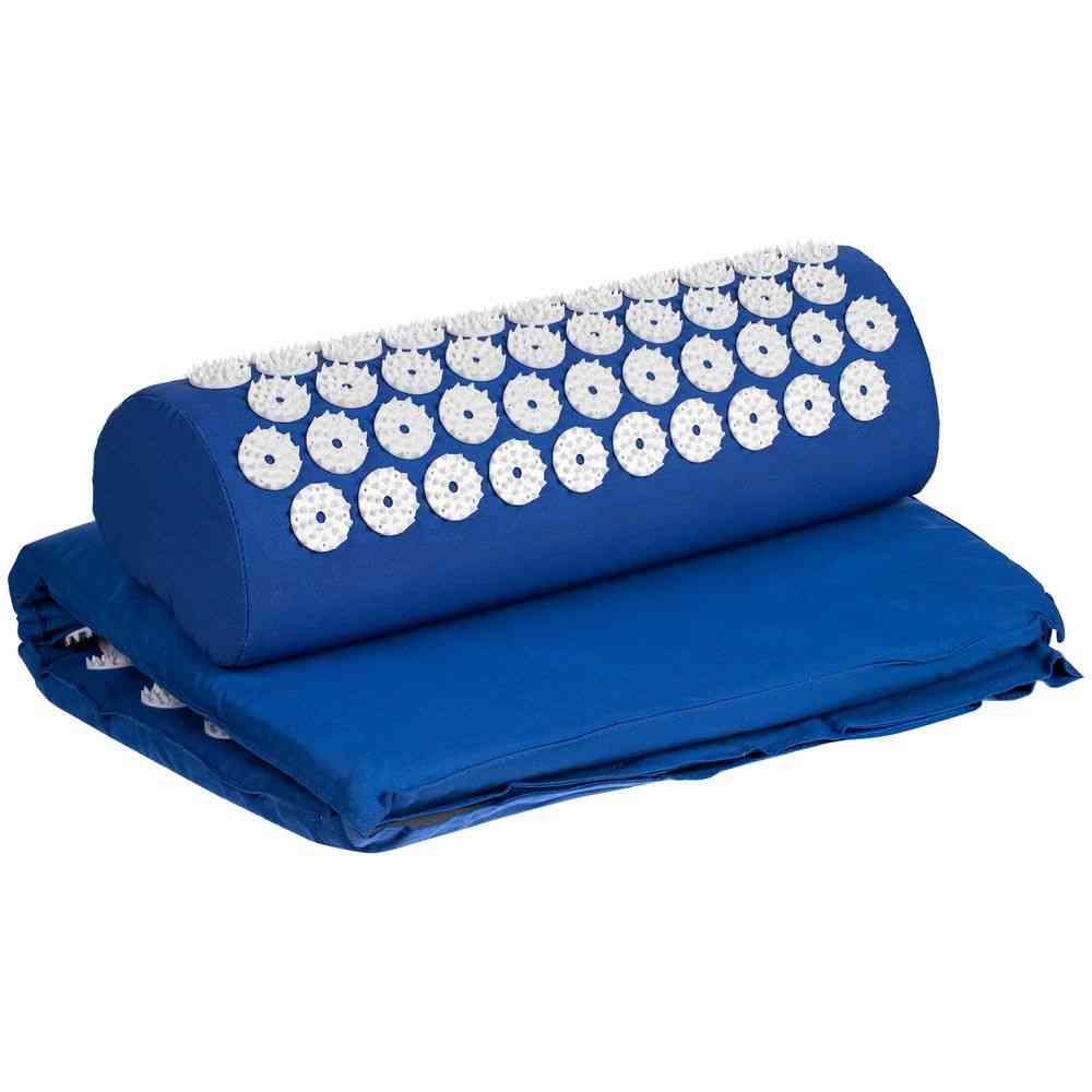 Массажный акупунктурный коврик с валиком Iglu, синий с белым - 2