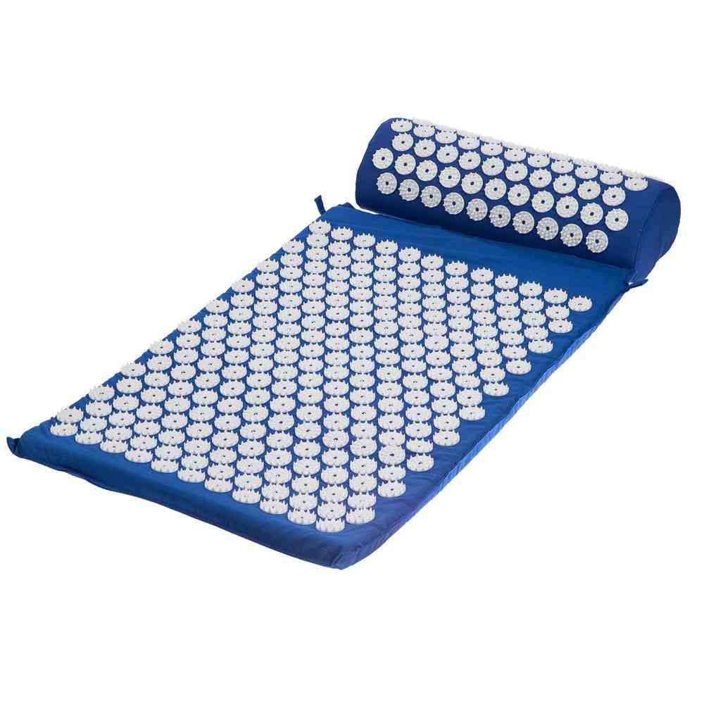 Массажный акупунктурный коврик с валиком Iglu, синий с белым - 3