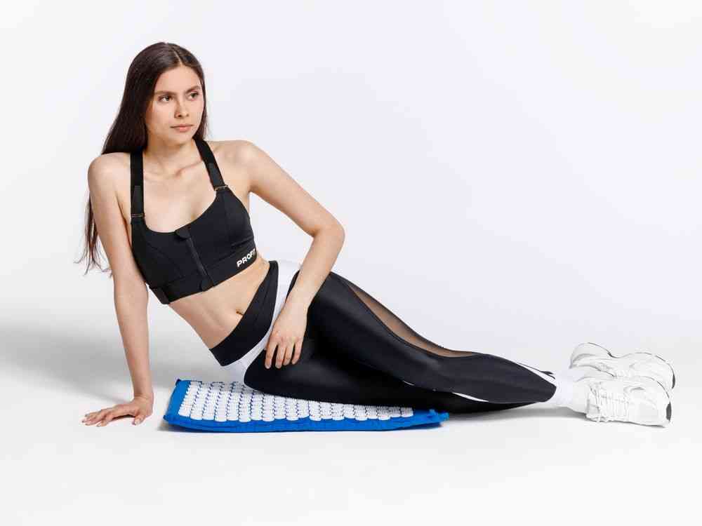 Массажный акупунктурный коврик с валиком Iglu, синий с белым - 9