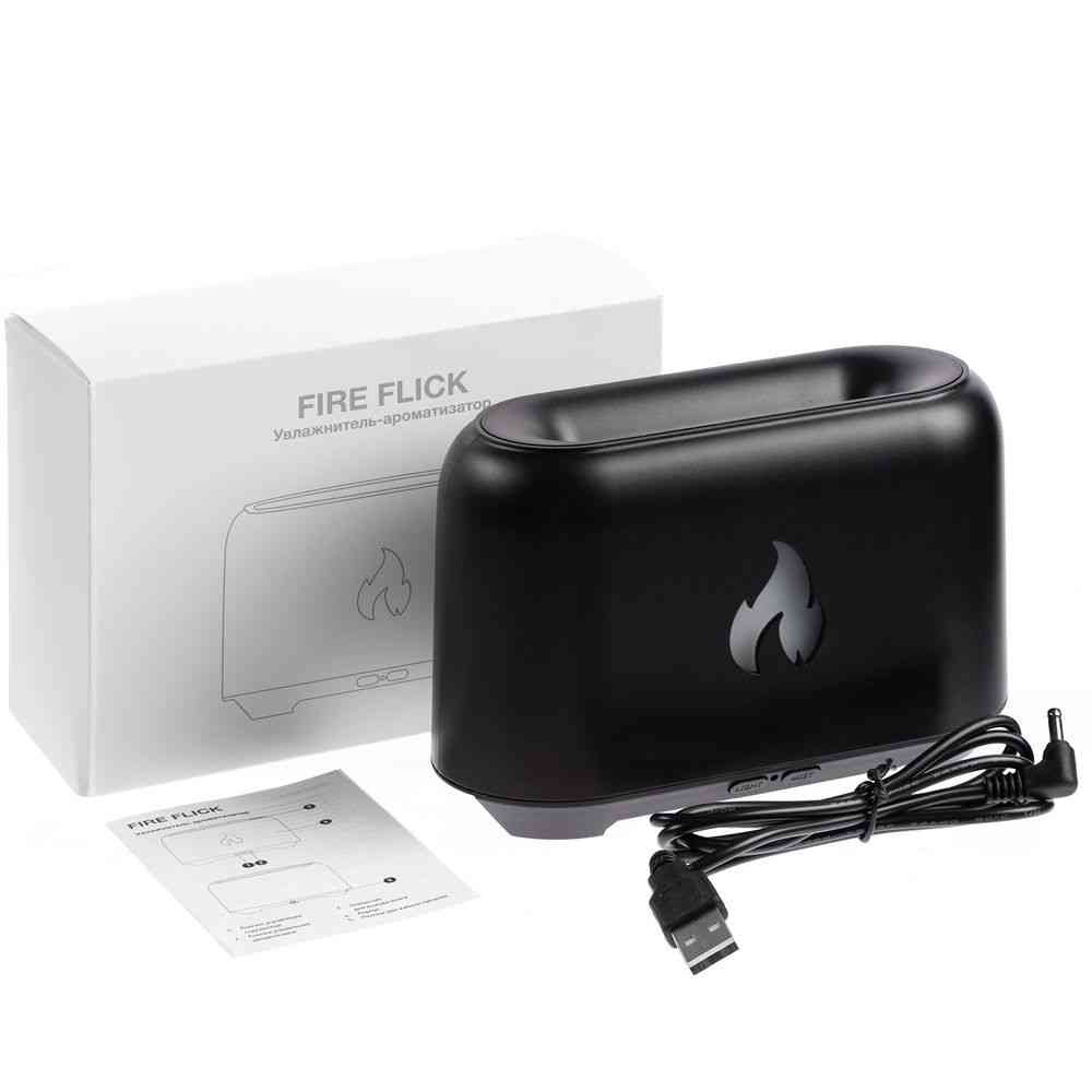 Увлажнитель-ароматизатор Fire Flick с имитацией пламени, черный - 8