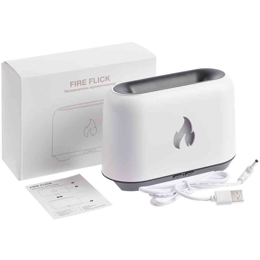 Увлажнитель-ароматизатор Fire Flick с имитацией пламени, белый - 8