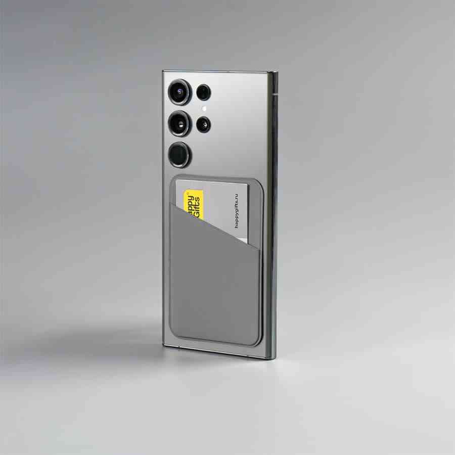 Чехол для карты на телефон Simply, самоклеящийся 65 х 97 мм, серый, PU - 3