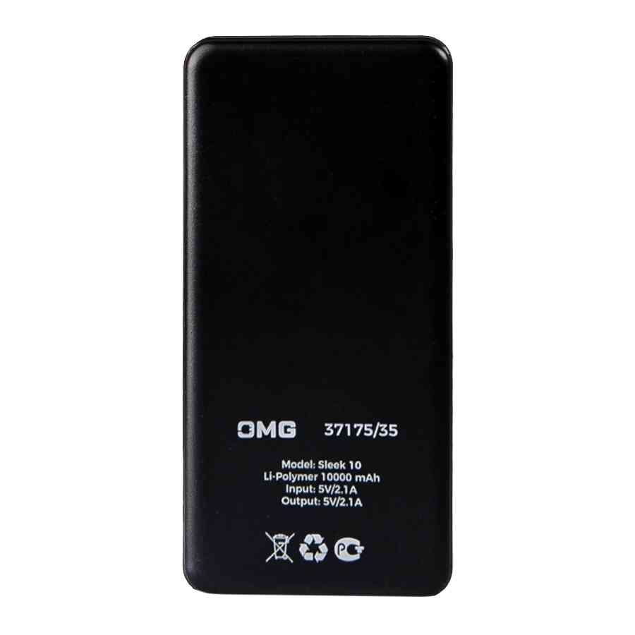 Универсальный аккумулятор Sleek 10 (10000 мАч), черный, 14х6.8х1,5 см - 3