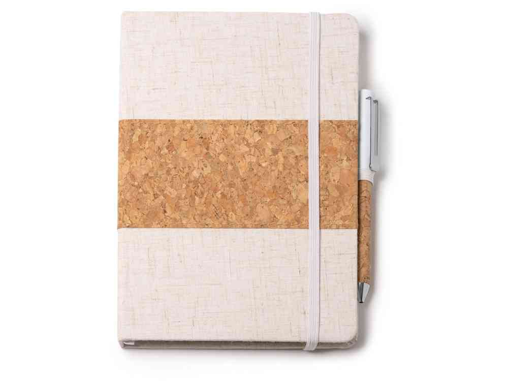 Набор блокнот с ручкой из пробки и хлопка Beret - 3