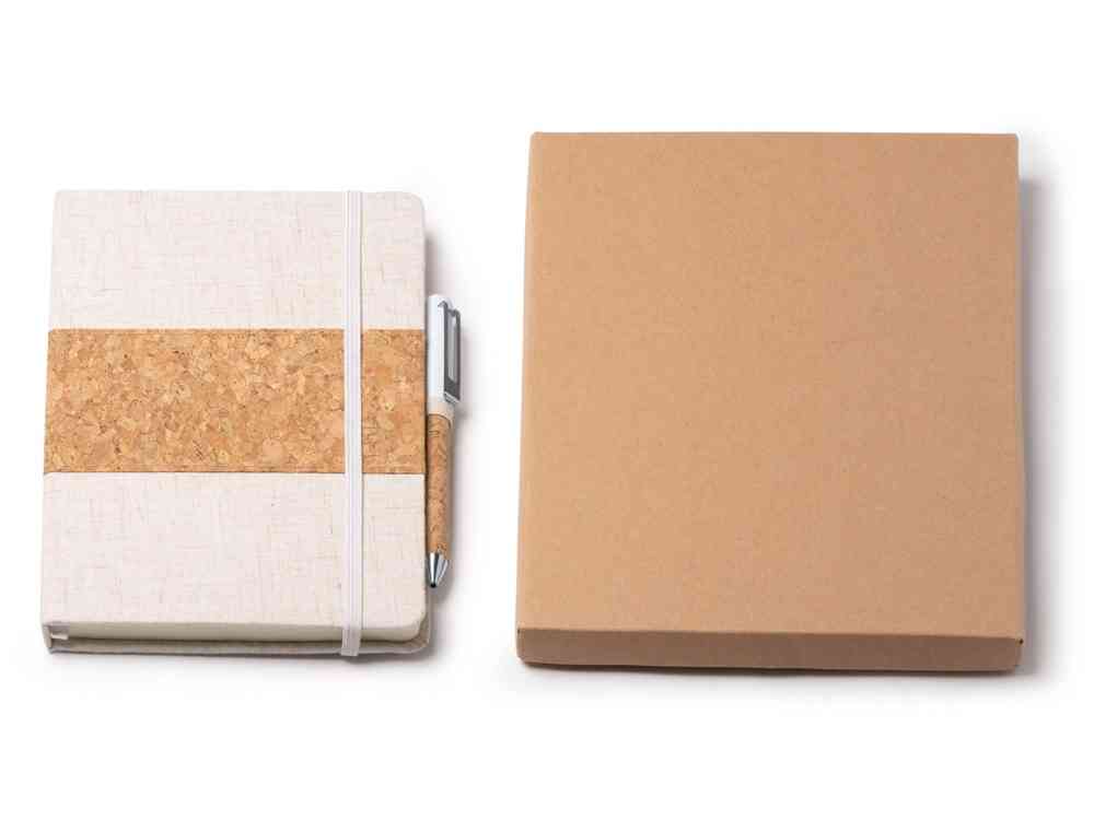 Набор блокнот с ручкой из пробки и хлопка Beret - 6