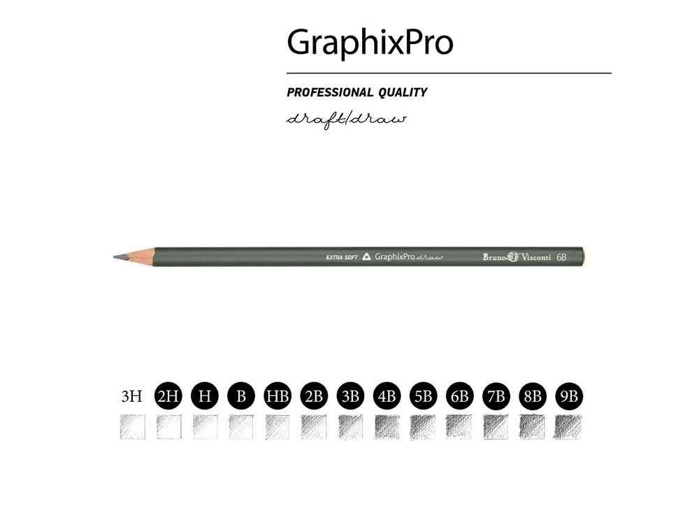 Набор из 12 чернографитовых карандашей Sketch & Art 2Н - 9В - 3