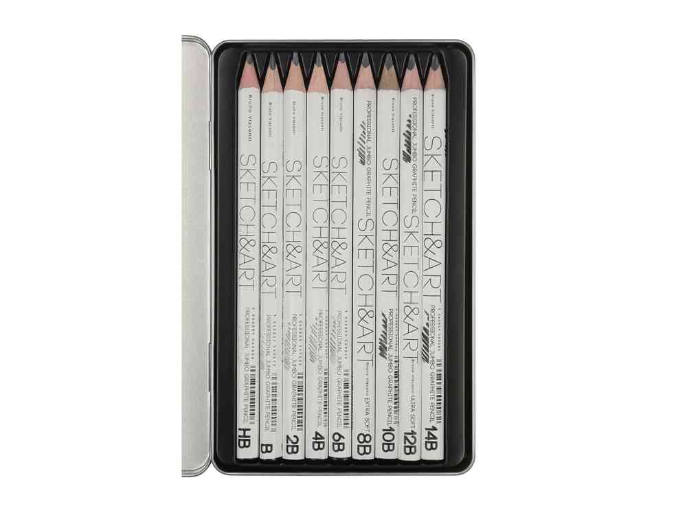 Набор из 9 утолщенных чернографитовых карандашей Sketch & Art HB - 14B - 3