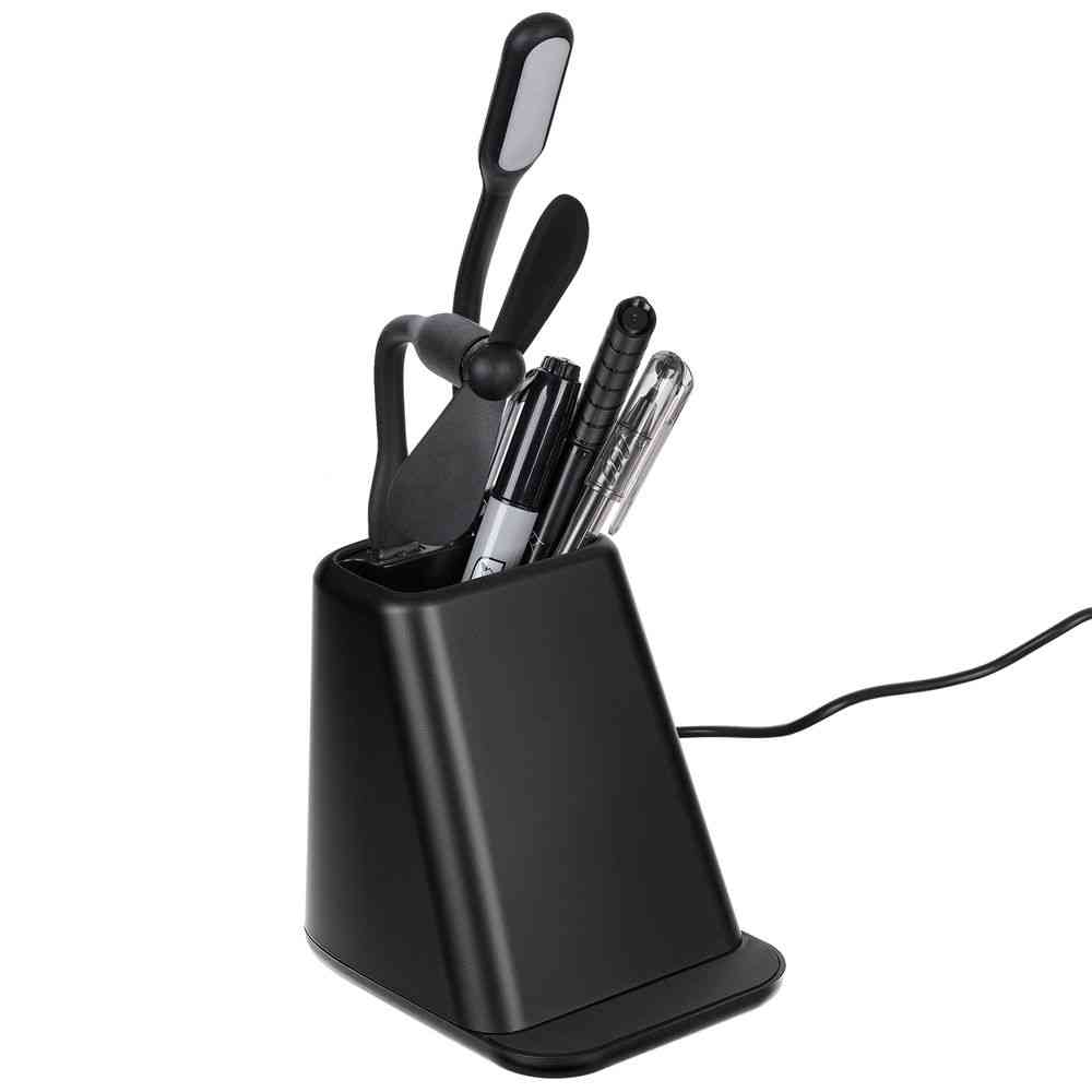 Настольный органайзер с зарядкой, лампой, вентилятором и подсветкой логотипа powerTower, черный - 2